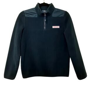 Vineyard Vines Fleece Pullover Quarter Zip Sweatshirt Navy Blue Women M Nautical